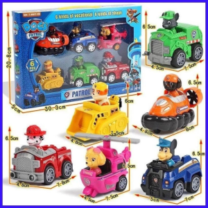 Kids 6 In 1 Lovely Police Dogs Mission Dog Patrol Paw Vehicle Racer Car Set kids Toys Gifts Boy Girl Toys