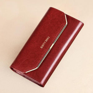 BANYANU Large Capacity Genuine Cowhide Leather Women Long Card Wallet Original Anti RFID Phone Coin Purse Bag for Party Dinner Gift