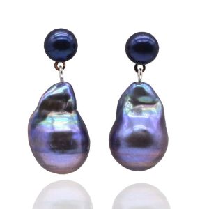 Womens Earrings Black Pearl Drop Earrings Natural Baroque Handmade Silver Earrings Original Jewelry Gifts For Mom