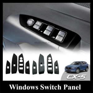 2017-2024 Mazda CX5 CX-5 (2nd Gen) Windows Switch Panel Carbon Fiber Design Glossy Black Protector