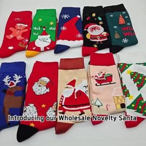 Novelty Santa Xmas Holiday Custom Socks Funny Merry Christmas Cotton Crew Socks Women Men Spandex One Fits All Autumn