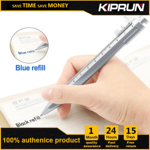 KIPRUN ปากกาลูกลื่นอเนกประสงค์ปากกาเวอร์เนียคาลิปเปอร์ปากกาสร้างสรรค์ของขวัญโรงเรียนปากกาทำเครื่องหมาย1.0มม. สีดำ/ สีฟ้าเติม