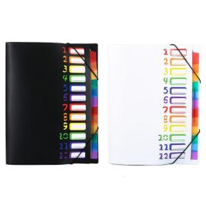 Set of 2pcs A4 Expanding File Folder System 12 Compartments Waterproof Organiser Case for School and Office Supplies