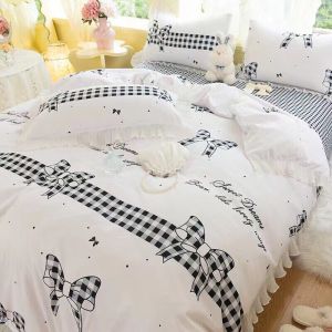 Bộ Chăn Ga gối 4 Món Cotton Tici Bèo Ren VITAGE Mẫu Mới Siêu Hot