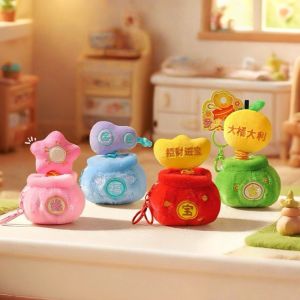 YONDO Flower Cornucopia Keychain Lucky Orange Plush Keyring Fashion Soft Gourd Pendant Lunar New Year