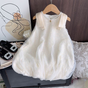 Menoea Kids Dress 2 to 7 Yaers Girls Princess Dress Sequin Round Neck Sleeveless Summer New Wedding Birthday Party Costumes Baby Girls Casual Wear Clothing