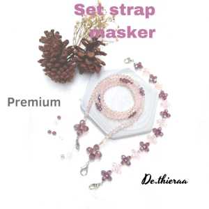 1 Set Strap Dan Konektor Masker Hijab Kristal Connector Masker Hijab Konektor Masker Mutiara Pengait Masker Hijab