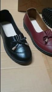 Leather WomenS Shoes For Spring And Autumn Fashionable WomenS Shoes Ultra-Fiber Leather With Bow Shallow Mouth Suitable For Middle-Aged And Elderly Mothers