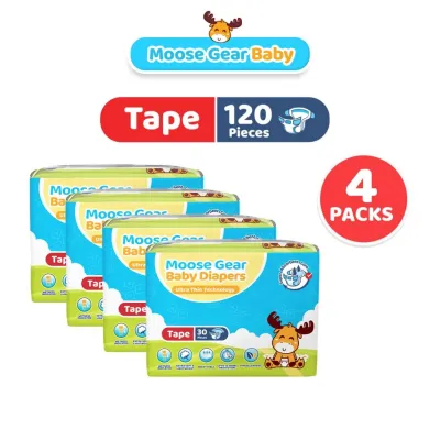Moose Gear Baby Tape Diaper 120pcs Super Absorbent 12hrs Leak Protection Extra soft & lightweight