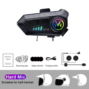 🔥Local Stock🔥 HLINKEY Y10 2X Motorcycle Helmet Intercom For 2 Riders Stereo Supper Voice Hands Free Ipx6 Waterproof 2000Mah Bluetooth 5.4 Headset Earphone