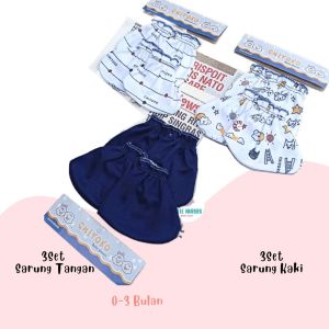 Sarung Tangan Bayi & Kaos Kaki Bayi 3 Pcs/set (12pcs) Serian Navy Chiyo