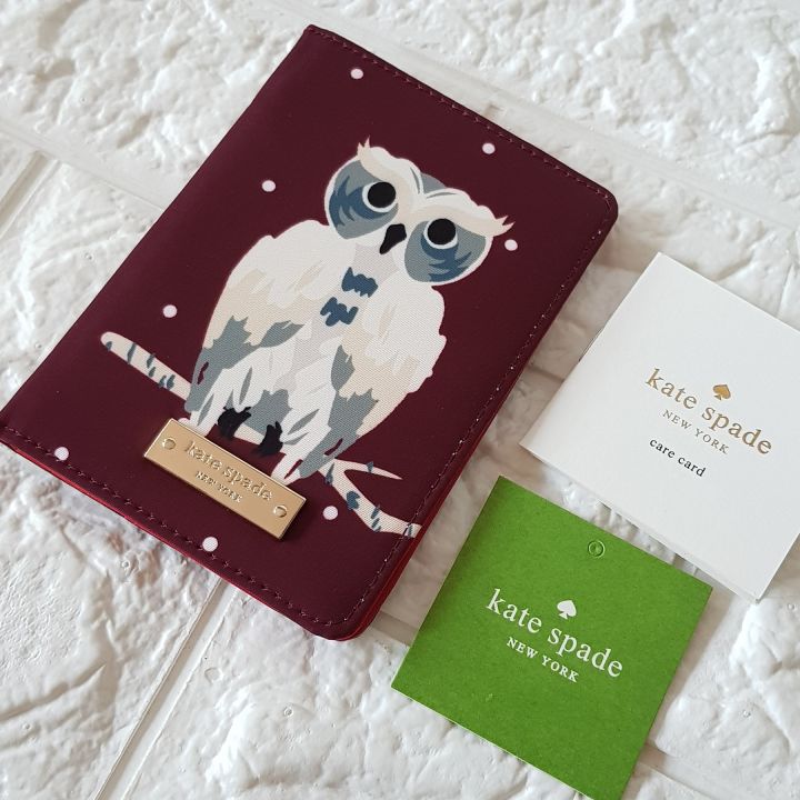 Kate Spade Classic Nylon Bifold Passport Holder Lyla Maroon with