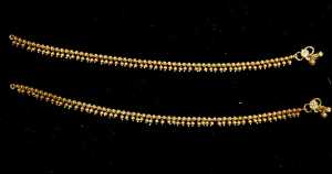 Gold anklets with small beads
