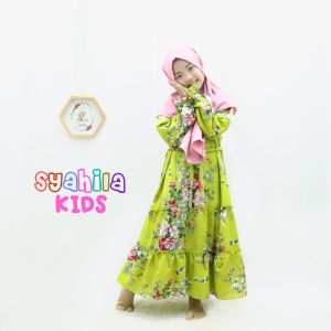 Gaudy - Syahila Dress Anak Perempuan Baju Gamis Kids Set Hijab Umur 7-13 Tahun