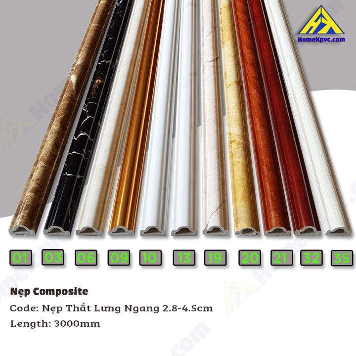 Nẹp nhựa-Nẹp trang trí PVC vân đá, gỗ/Nẹp thắt lưng ngang vân đá, gỗ