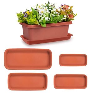 PRIMEPICKGLOBAL 1Pcs Garden Durable Rectangle Indoor Outdoor Plastic Tray Saucers Drip Trays Plant Saucer
