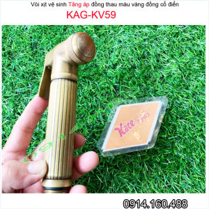 Vòi xịt vệ sinh KAG-KV59 hàng đồng giả cổ vòi rửa bồn cầu Spray mạnh tia nước thẳng thiết kế đẹp màu inox bóng