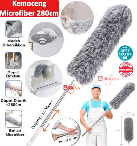 (BISA COD) PROMO Kemoceng Microfiber 280cm Tebal / Alat Pembersih Debu Rumah / Alat Sapu Plafon Anti Gores / Kemoceng Teleskopik Adjustable Microfiber Tarik Tekuk / Kemoceng Pembersih Langit Rumah Murah