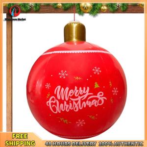 Winnereco 24 Inch PVC Inflatable Christmas Ball Large Outdoor Decorated Ball New Years Christmas Ornaments Holiday Decor
