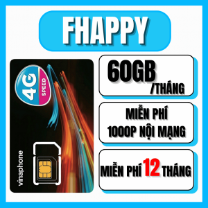 Sim 4G Vina trọn gói 1 năm Fhappy DATA TỐC ĐỘ CAO 2GB 1 ngày  Miễn phí gọi nội mạng - Bảo hành 1 năm lỗi 1 đổi 1 FREESHIP - CHƯA KÍCH HOẠT