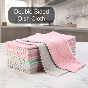 1pc Dish cloth Superfine Plain Color Microfiber Kitchen Towels Tuala Dapur Kain Lap Dapur Pencuci Pinggan [E22]