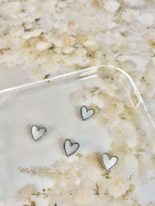 Charm Trang Trí Nail Hình Trái Tim Màu Vàng và Bạc