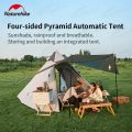 Naturehike Four-Sided Pyramid Automatic Tent Outdoor Portable Awning Four-Sided Quick Build Auto Pole Pyramid Large Hall Double Door For 3-4 Persons Waterproof Breathable Camping  Hiking Travel Heavy Duty Original Nature Hike. 