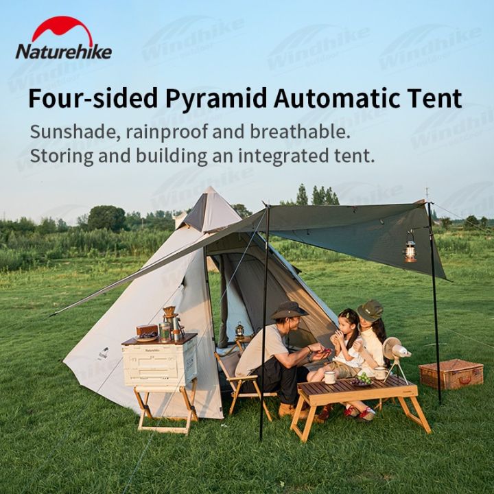 Naturehike%20Four-Sided%20Pyramid%20Automatic%20Tent%20Outdoor%20Portable%20Awning%20Four-Sided%20Quick%20Build%20Auto%20Pole%20Pyramid%20Large%20Hall%20Double%20Door%20For%203-4%20Persons%20Waterproof%20Breathable%20Camping%20%20Hiking%20Travel%20Heavy%20Duty%20Original%20Nature%20Hike%20-%20Image%202