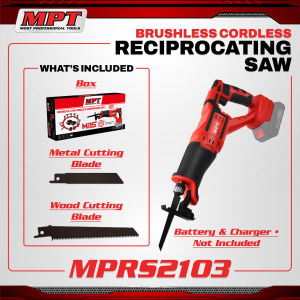 MPT MPRS52103 Brushless Cordless Reciprocating Saw 21V 2900RPM Wood Cutting Blades Included