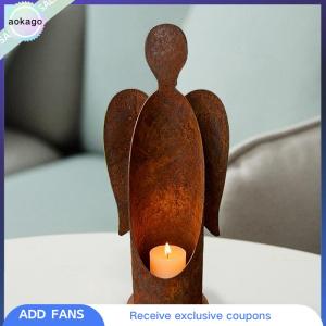 Aokago เชิงเทียนเทวดาแบบชนบทวินเทจพร้อมปีกทองแดงที่วางเทียนบนโต๊ะสำหรับคริสต์มาสอีสเตอร์ของตกแต่งวันขอบคุณพระเจ้า