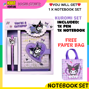 (READY STOCK)Kuromi Notebook Set Kid Children Reward Present Gift Cute Stationery可爱便携式和笔库洛米笔记本 buku nota alat tulis
