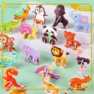 ONE-M358 Mainan Edukasi Anak DIY Puzzle 3D Mini Motif Dino Animal Serangga Pesawat Bongkar Pasang