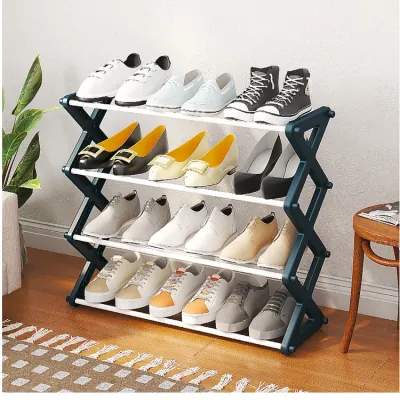 5 Layer foldable Shoes Rack Tier Colored Stackable Stainless steel Shoes Organizer Storage Stand Rack Shelf