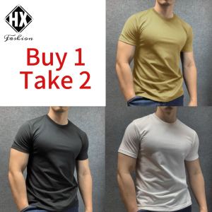 Simple active t-shirt buy 1 take 2 plain color for mens ootf sports/casual clothing smooth quality active t-shirt