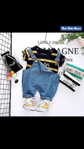 Setelan Baju Bayi Top Strippe + Overall BABY459