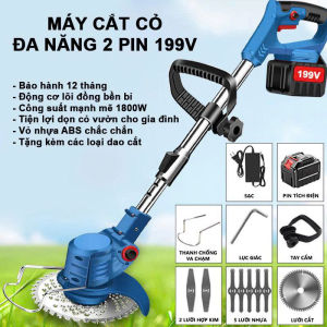 Máy cắt cỏ cầm tayMáy cắt cỏ pin 21V động cơ không chổi than siêu khoẻ siêu bền bỉ 2 Pin