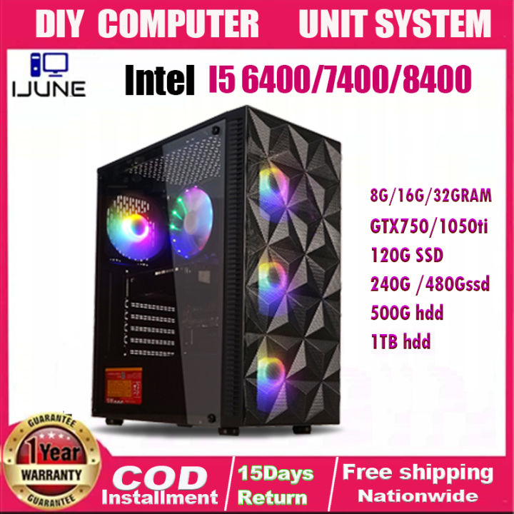 CPU Desktop Computer Gaming PC Intel I5 7500 i5 7400 i5 6400 Core  8G 16G 32G DDR4 2400 60g ssd 120G ssd 240G SSD 500g 1tb HD 630 Graphics
