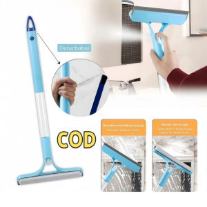 4in1 Spray Window Cleaner with Long Handle Dual-Sided Squeegee Glass Mirror Cleaning Tool