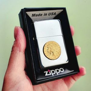 Bật Lửa Zippo Bạc Liberty 1908 Mộc Đáy Ngược Gạch Xéo 3 Gạch 1977 ( Tặng Phụ Kiện ) Hột Quẹt Xăng Đá Zippo