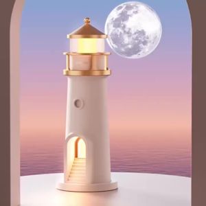 Moon Projection Lighthouse Night Lights Motion Sensor Dimmable Timing Ambient Lamp Decor Bluetooth Music Birthday Gift