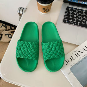 [READY STOCK🇲🇾] Womens Jute Burlap Rope Plain design PVC Sole Slipper Outdoor Summer Beach Type Slipper Sandal | 女子麻绳设计纯色Ins 软底沙滩凉拖鞋 | Selipar Sandal Perempaun Wanita