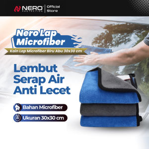Kain Lap Microfiber Biru Abu 30x30 Mobil Motor Premium Lembut Serap Air Anti Lecet