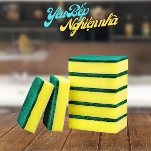 [HCM] Miếng rửa chén bát 2 mặt xanh vàng tiện dụngMiếng bọt biển tạo bọt cọ rửa xoong nồi siêu sạch