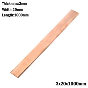 ALLLUCK Chiều dài 1000mm Thanh đồng phẳng Độ tinh khiết cao Độ dày 1-3mm Thanh đồng T2 Đồng Nguyên Chất Dẹt Mạ điện