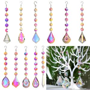 X ADORNMENT Ủng Hộ đám cưới Rèm Đồ Trang Trí Nguồn Cung Cấp bên Đèn chùm Treo Chuỗi Cương Lăng Kính Bóng Hạt pha lê Dây Chuyền Cầu Vồng Suncatcher