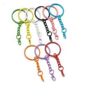 10Pcs Colorful Keychain Key DIY Keychain Accessories Pendant Chains Buckles Split Keychains Rings with Chain Key Ring Metal Keychain Split Key Rings Bulk