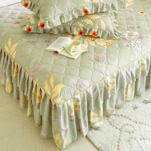 Thicken Bed Skirt Princess Style Bedspread Cover with Lace Floral Pastoral Style Bed Sheet Super Single/Queen/King