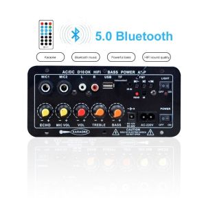 【24 hours shipping】D20 D100 220V 12V 24V 100W Digital Bluetooth 5.0 Amplifier Board Subwoofer Dual Microphone Amplifiers for 8-12 Inch Speaker