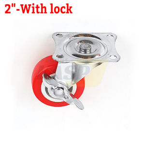 1-5 Inch Red Caster Wheels Heavy Duty PVC & PU Fixed / Swivel / Brake Anti-Wear Smooth Trolley Wheel