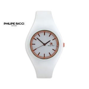 PhiLipe Ricci Jam Tangan Wanita Kecil Original Cewek Analog Strap Karet Tali Rubber Diameter Bulat Model Simpel Kekinian 9063 Woman Watches Modern Free Box